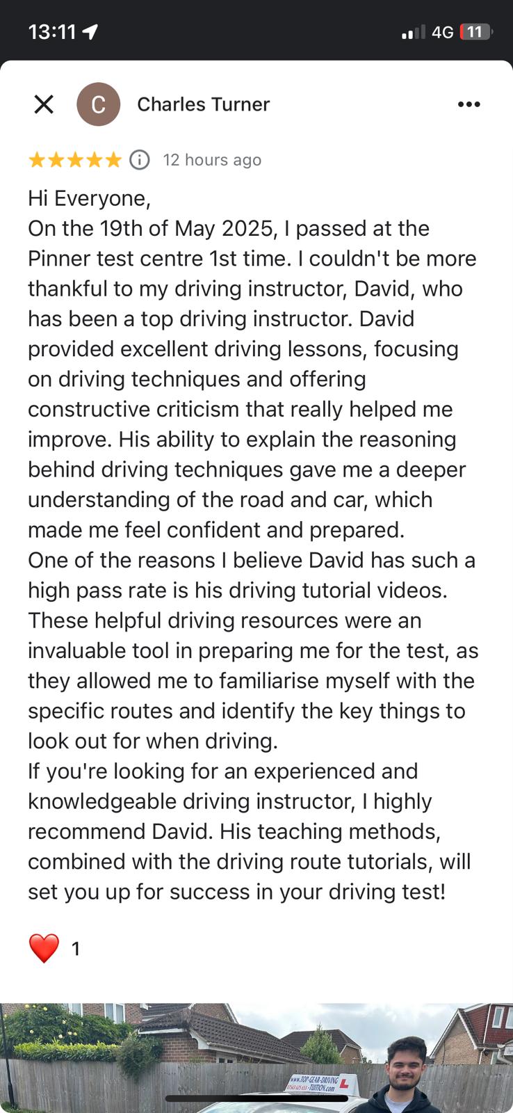 Student 17 celebrating passing their driving test with Top Gear Driving School